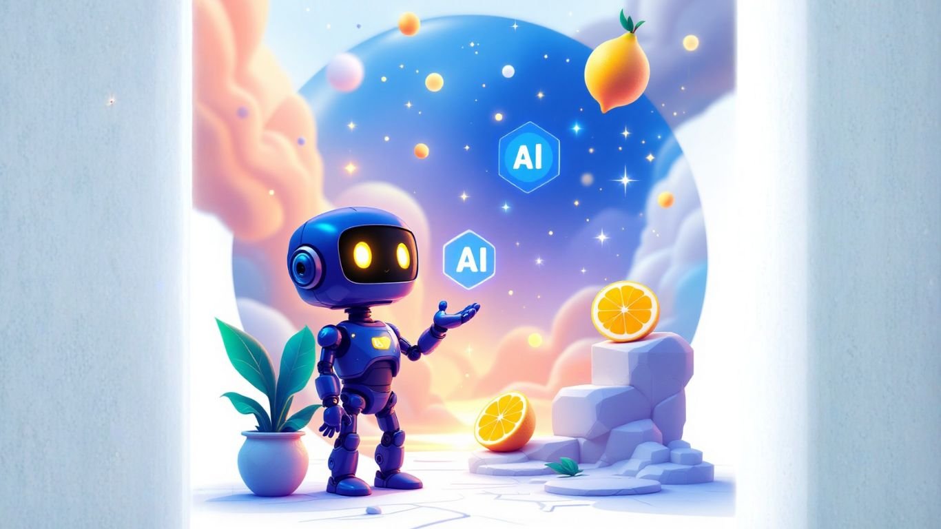 A futuristic robot interacts with floating AI icons amid vibrant visuals, symbolising how multimodal AI integrates images, text, and data to transform business