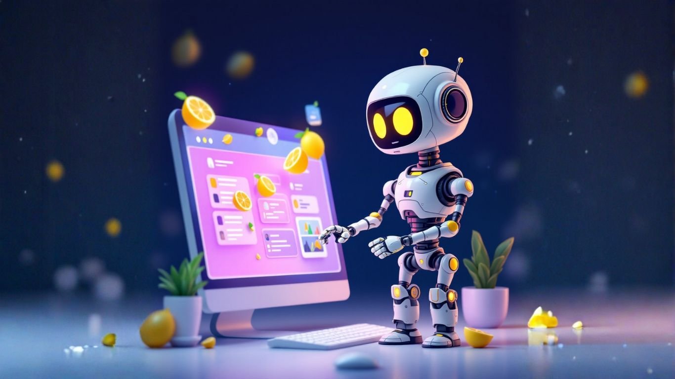 AI robot using a computer to build a micro-consulting assistant with AI and Zapier, automating client workflows