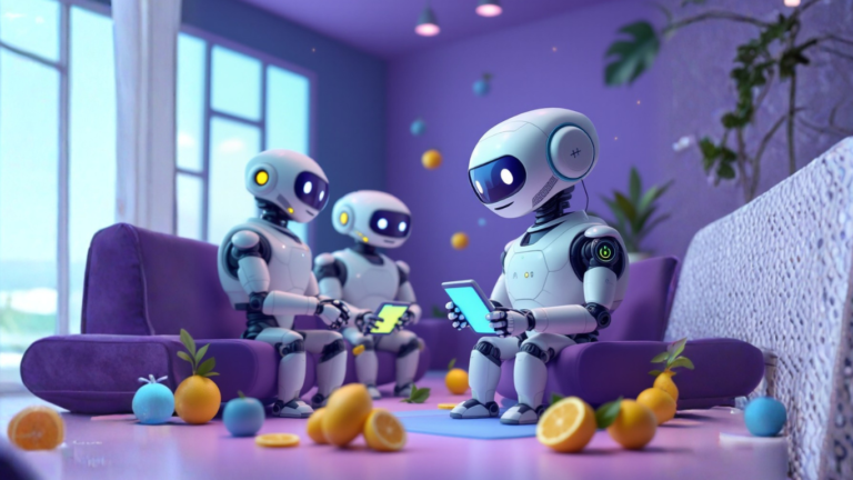 Team of AI robots discussing how an AI time saving assistant can simplify tasks, reduce overwhelm, and create more space in the day