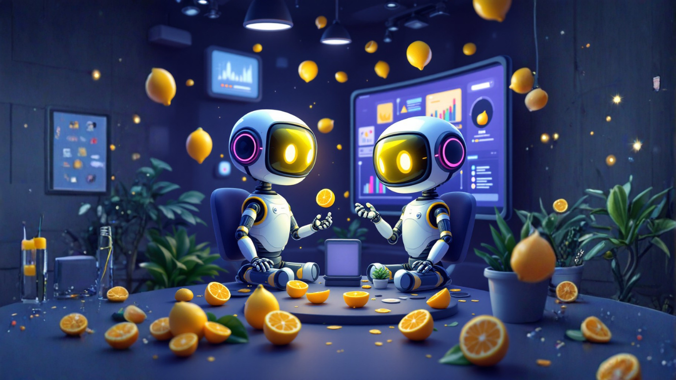 Team of AI robots discussing how the belief “I’m too late to AI” limits innovation and growth, encouraging timely adoption of AI tools