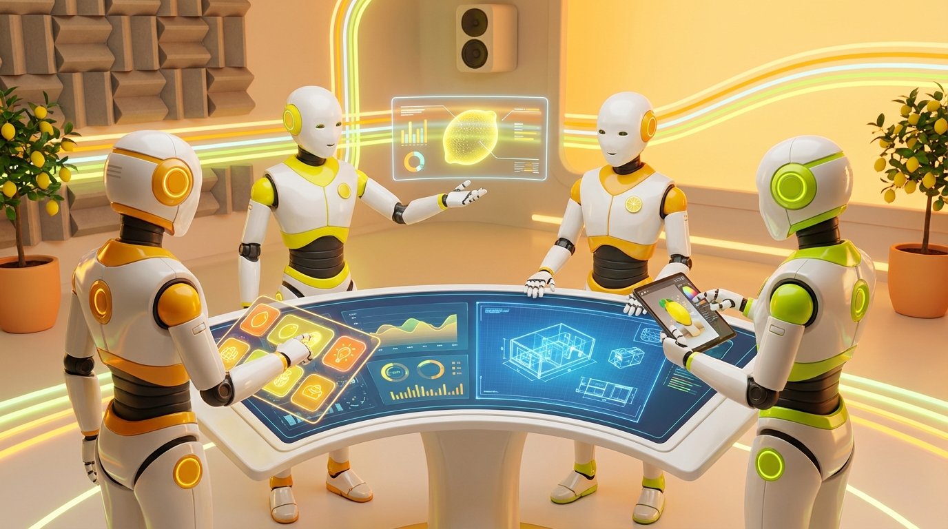 3D AI team calculating expenses in a sunny citrus office for AI vs Hiring: The Real Cost Comparison for Small Business (2026).