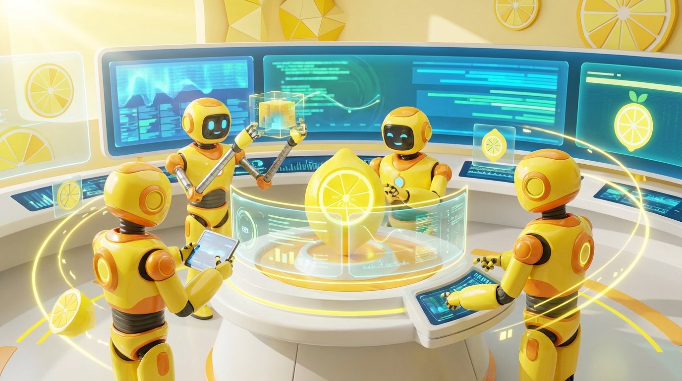 High-quality 3D rendering of friendly AI robots collaborating in a dynamic, tech-focused environment, illustrating what are governed AI agents.